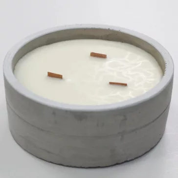 Große Beton-Sojakerze - Vanille und Orange