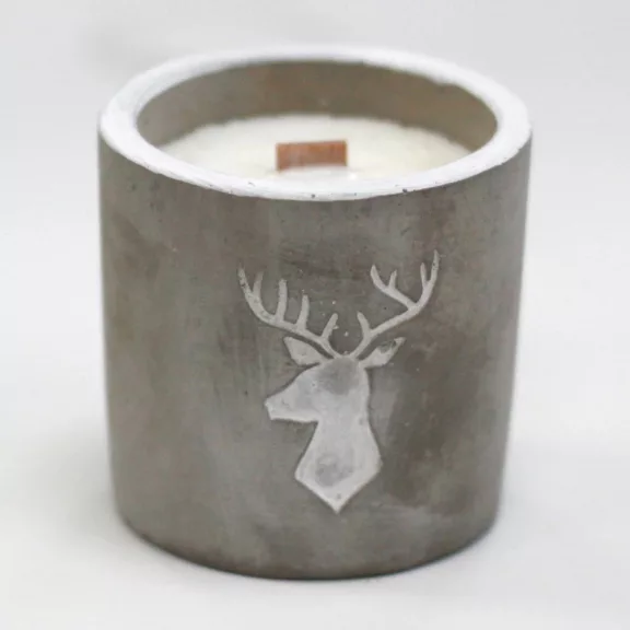 Mittlere Beton-Sojakerze - Hirsch - Whiskey und Rauch