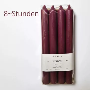 Bordeauxfarbene Tischkerzen, 4 Stück
