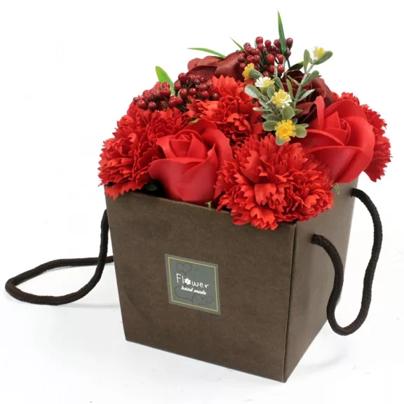 Seifenblumenstrauß - Rote Rose und Nelke Seifenblumenstrauß - Rote Rose und Nelke