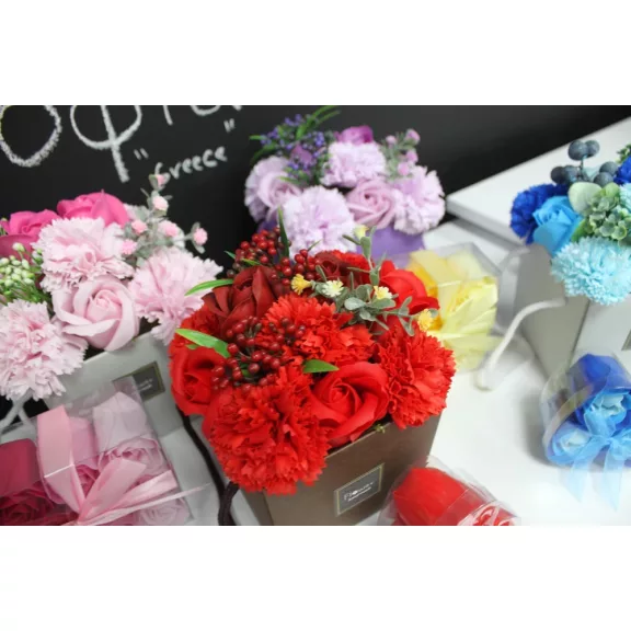 Seifenblume Bouquet- Rosa Rose und Nelke