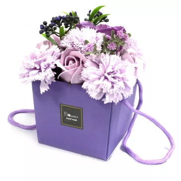 Seifenblume Strauß - Lavendelfarbene Rose und Nelke