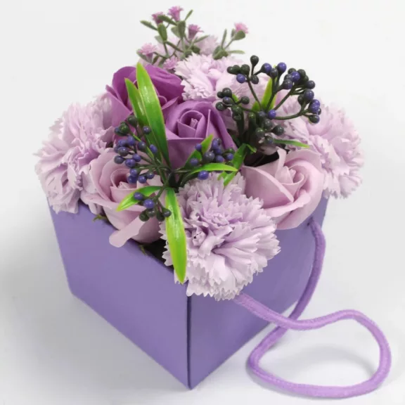 Seifenblume Strauß - Lavendelfarbene Rose und Nelke