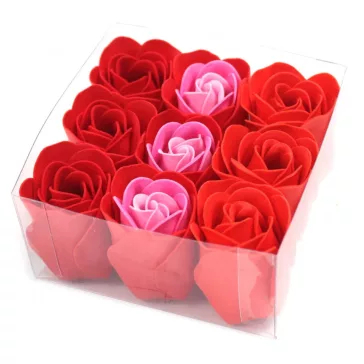9 Stück Seifenblumen-Set - Rote Rosen
