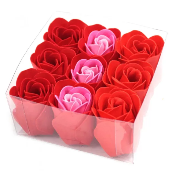9 Stück Seifenblumen-Set - Rote Rosen 9 Stück Seifenblumen-Set - Rote Rosen