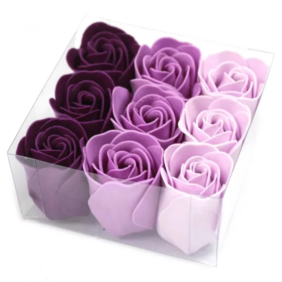 9 Stück Seifenblumen Set - Lavendelfarbene Rosen 9 Stück Seifenblumen Set - Lavendelfarbene Rosen