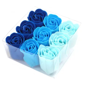 9 Stück Seifenblumen-Set - Blaue Hochzeitsrosen