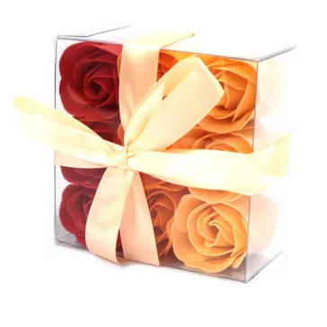 9 Stück Seifenblume Set - Pfirsichfarbene Rosen