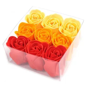 9 Stück Seifenblume Set - Pfirsichfarbene Rosen