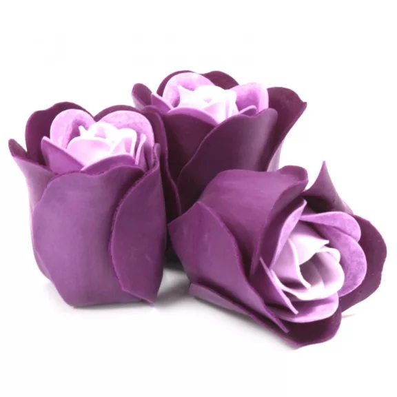 3 Stück Seifenblumenset - Lavendelfarbene Rosen