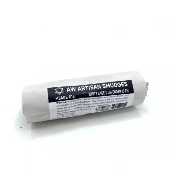 Verpacktes Räucherbündel – Weißer Salbei und Lavendel 10 cm Verpacktes Räucherbündel – Weißer Salbei und Lavendel 10 cm