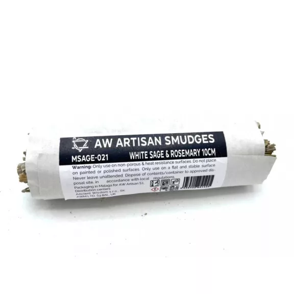 Verpacktes Räucherbündel – Weißer Salbei und Rosmarin 10 cm Verpacktes Räucherbündel – Weißer Salbei und Rosmarin 10 cm