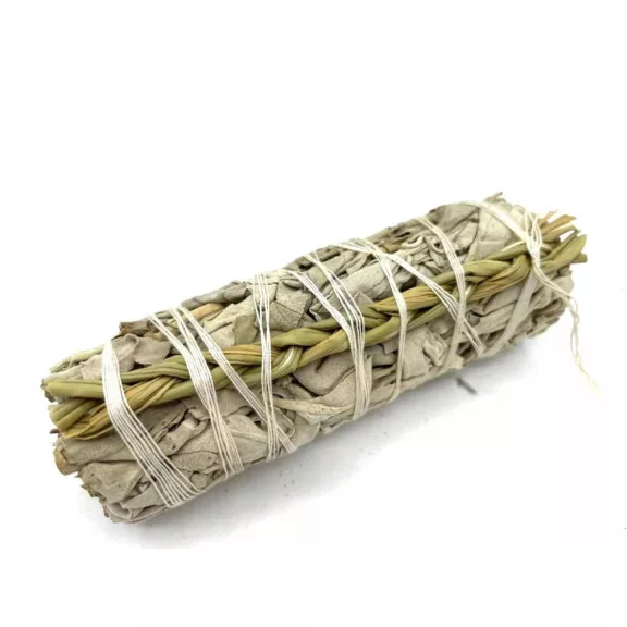 Verpacktes Räucherbündel – Weißer Salbei und Süßgras 10 cm Verpacktes Räucherbündel – Weißer Salbei und Süßgras 10 cm