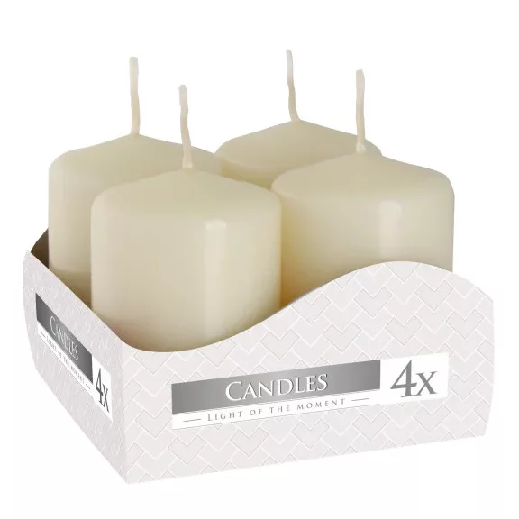 4er-Set Zylinderkerzen 40 x 60 mm – cremefarben 4er-Set Zylinderkerzen 40 x 60 mm – cremefarben
