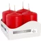 4er-Set Zylinderkerzen 40 x 60 mm – rot