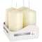 4er-Set Zylinderkerzen 40 x 80 mm – cremefarben