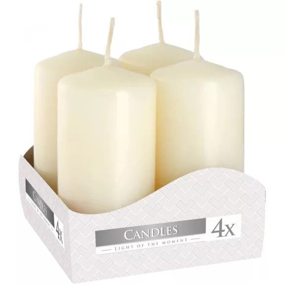 4er-Set Zylinderkerzen 40 x 80 mm – cremefarben 4er-Set Zylinderkerzen 40 x 80 mm – cremefarben