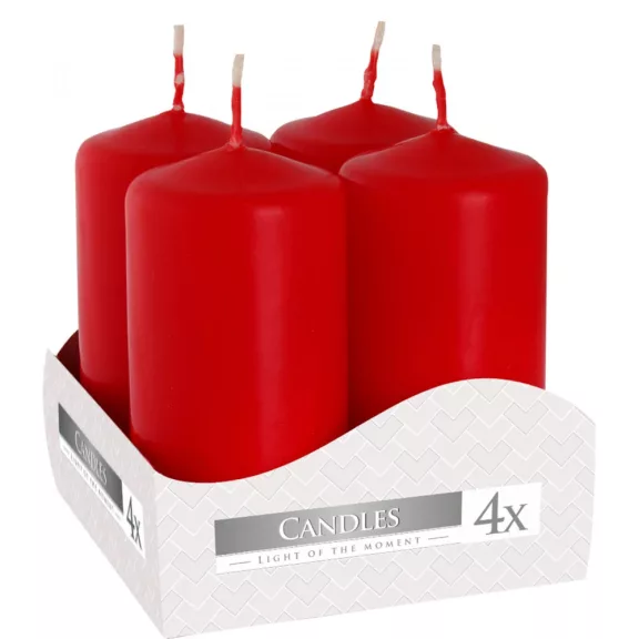 4er-Set Zylinderkerzen 40 x 80 mm – rot 4er-Set Zylinderkerzen 40 x 80 mm – rot