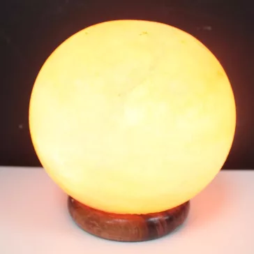 Große runde Salzlampe – Holzständer 