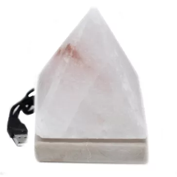   Hochwertige USB-Salzlampe in Form einer weißen Pyramide – 9 cm (mit Farbwechsel) 