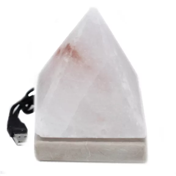 Hochwertige USB-Salzlampe in Form einer weißen Pyramide – 9 cm (mit Farbwechsel) Hochwertige USB-Salzlampe in Form einer weißen Pyramide – 9 cm (mit Farbwechsel)