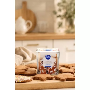 Regenbogen-Duftkerze im Glas - Lebkuchen