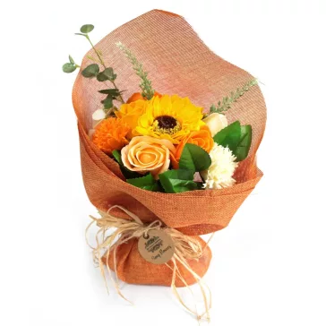 Stehender Seifenblumenstrauß - Orange