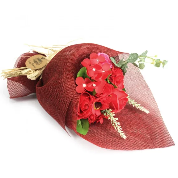 Stehendes Seifenblumen-Bouquet - Rot