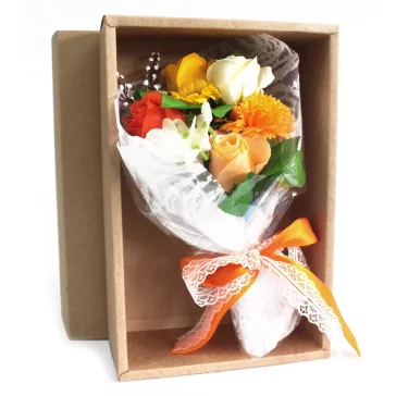 Seifenblumen Strauß in der Box - Orange
