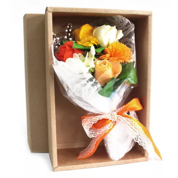 Seifenblumen Strauß in der Box - Orange