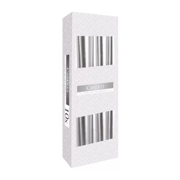 Getauchte Spitzkerzen – Silbermetallic Getauchte Spitzkerzen – Silbermetallic