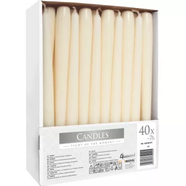 Getauchte Spitzkerzen – Cremefarben (40 Stück)