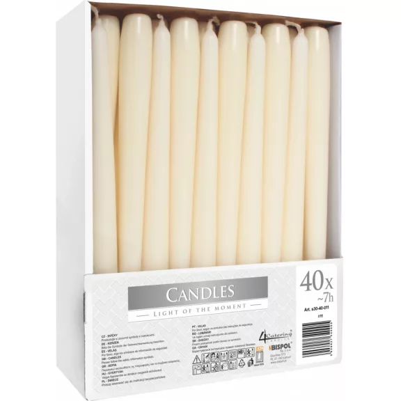Getauchte Spitzkerzen – Cremefarben (40 Stück) Getauchte Spitzkerzen – Cremefarben (40 Stück)