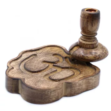  Kleiner Mango-Holz „Flüssiger Rauch“ Räucherstäbchenhalter – Ohm
