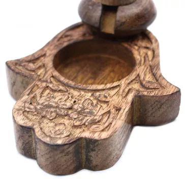   Mittlerer Mango-Holz „Flüssiger Rauch“ Räucherstäbchenhalter – Hamsa