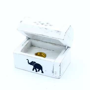   Weißer geriffelter Räucherstäbchenhalter – Kegelbox 8 cm