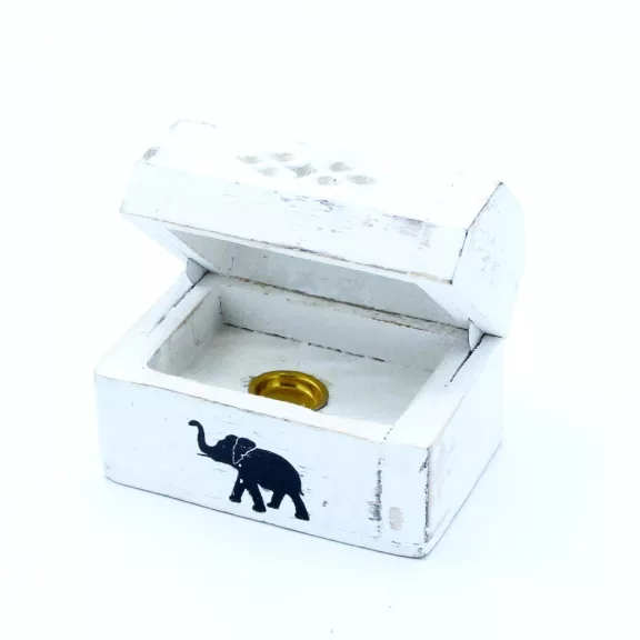 Weißer geriffelter Räucherstäbchenhalter – Kegelbox 8 cm Weißer geriffelter Räucherstäbchenhalter – Kegelbox 8 cm