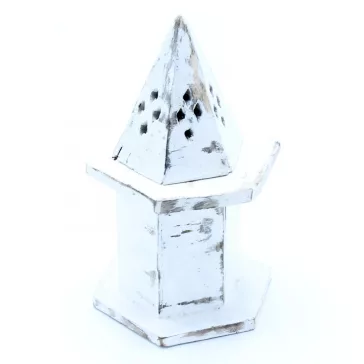 Weißer geriffelter Räucherstäbchenhalter – Pyramide