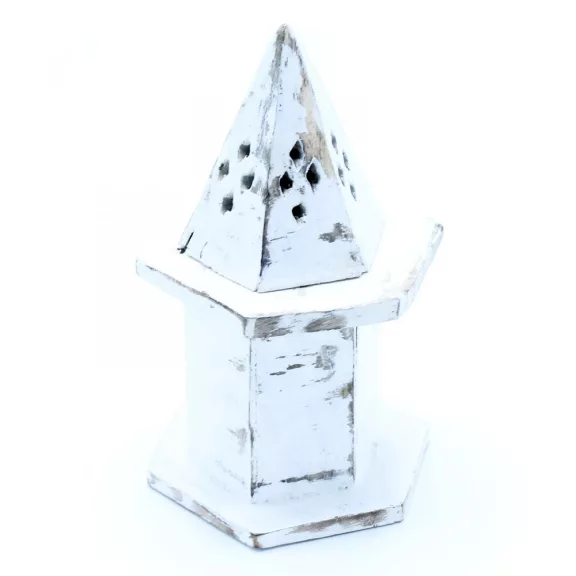 Weißer geriffelter Räucherstäbchenhalter – Pyramide Weißer geriffelter Räucherstäbchenhalter – Pyramide