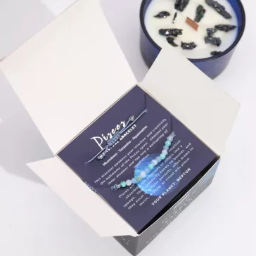 Fische – Sternzeichen Kerze mit Kristallen und Armband