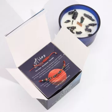 Widder - Sternzeichen Kerze mit Kristallen und Armband