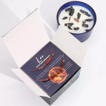 Löwe – Sternzeichen Kerze mit Kristallen und Armban