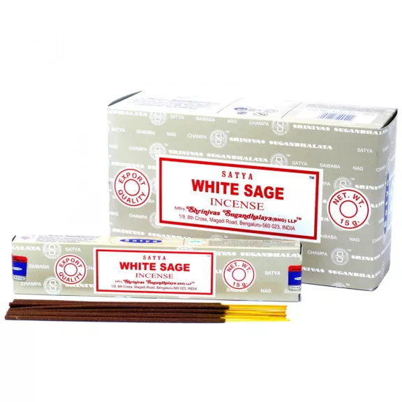 Satya Räucherstäbchen 15 g – Weißer Salbei Satya Räucherstäbchen 15 g – Weißer Salbei